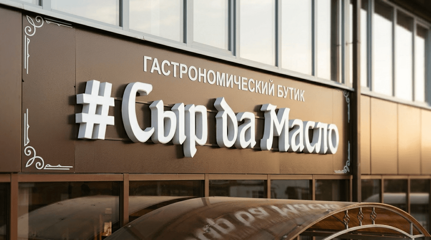 Проект Cheese: крупный план деталей вывески